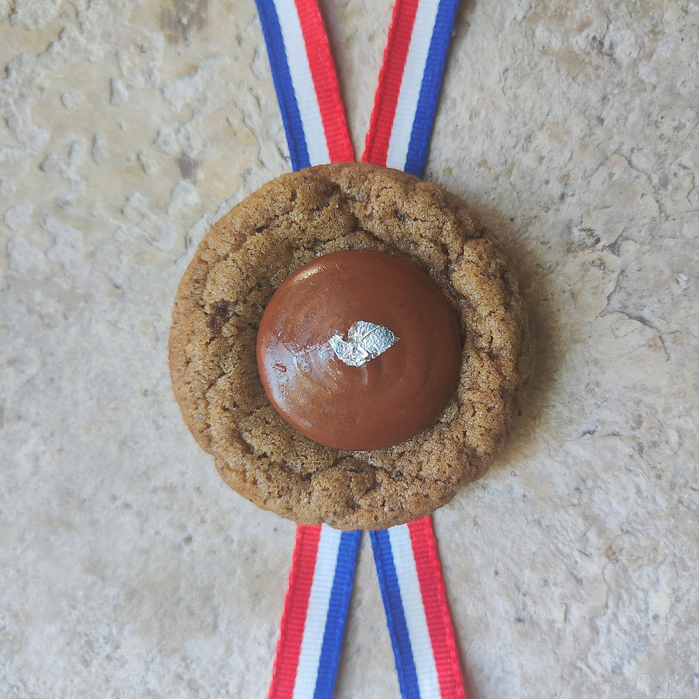 Miniature : Box J.O. 2024: 3 cookies médaillés haut de gamme (Edition limitée), un cookie médaille d'or, d'argent et de bronze