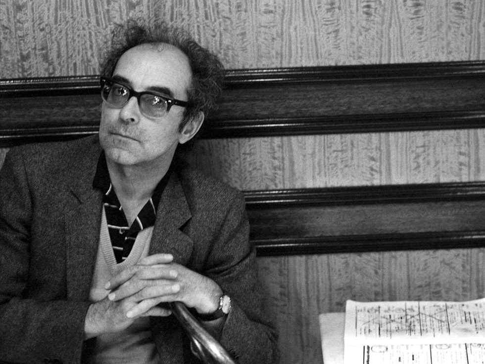 Jean-Luc Godard pendant le tournage du fim "Détective"  le 1er octobre 1984.