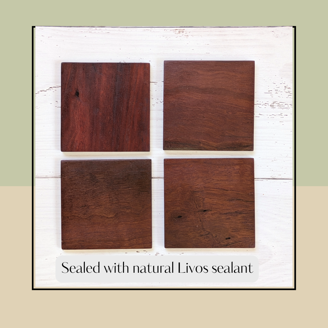 Redgum Timber Coaster – 9 cm Square. 7.5 cm Round. Wood Coasters. Natural Wood.