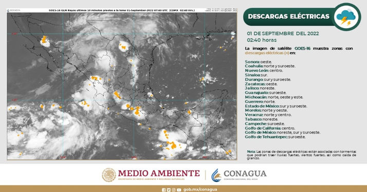 Clima 01 de septiembre: Lluvias puntuales intensas en Sinaloa, Chihuahua y Durango