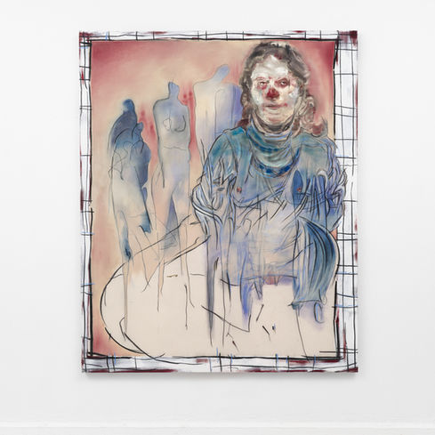 1315TH518  /  2025  /  oil, acrylics, charcoal, crayons and oil pastel on canvas  /  160 x 130cm