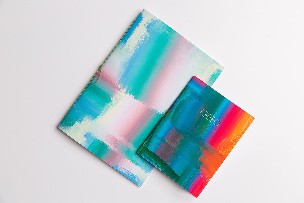Thumbnail: A5 Medium Notebook Hand Stitched Abstract Paint #3 ( reds, greens, yellow tones)