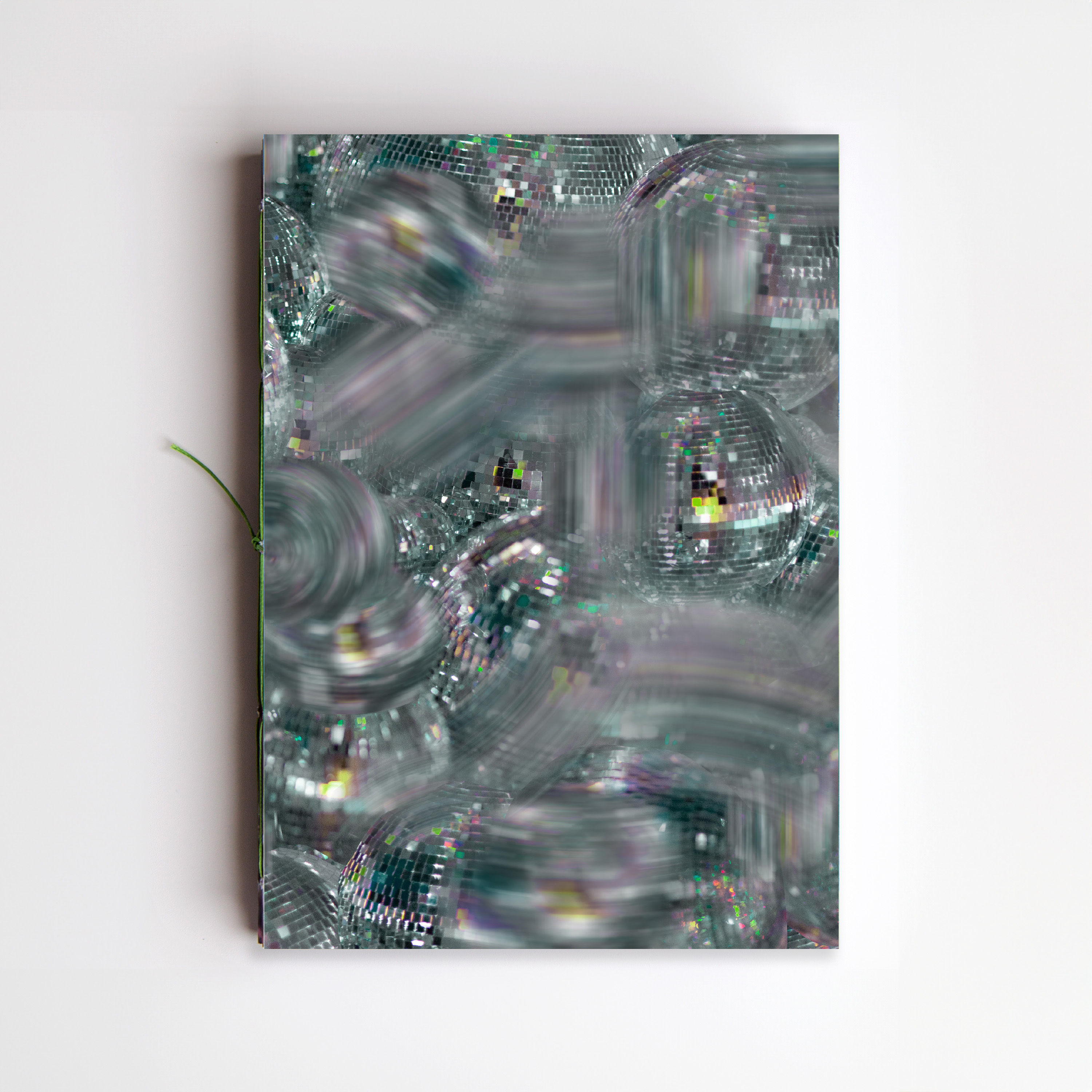 A5 Medium Notebook Hand Stitched - Abstract Disco Balls Dark Green