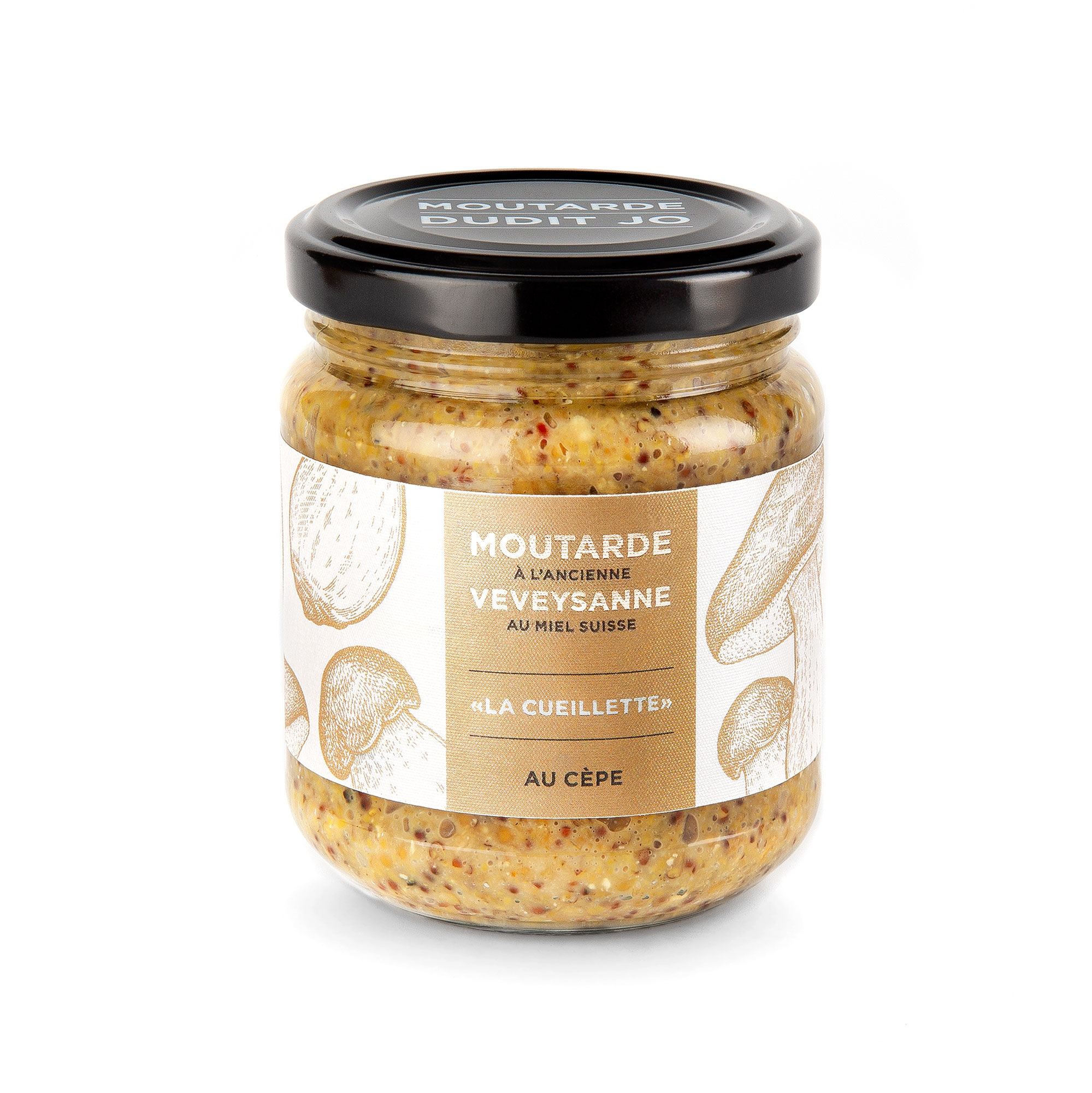 “La Cueillette” Moutarde à l’Ancienne – Aux Cèpes  (100 ml)
