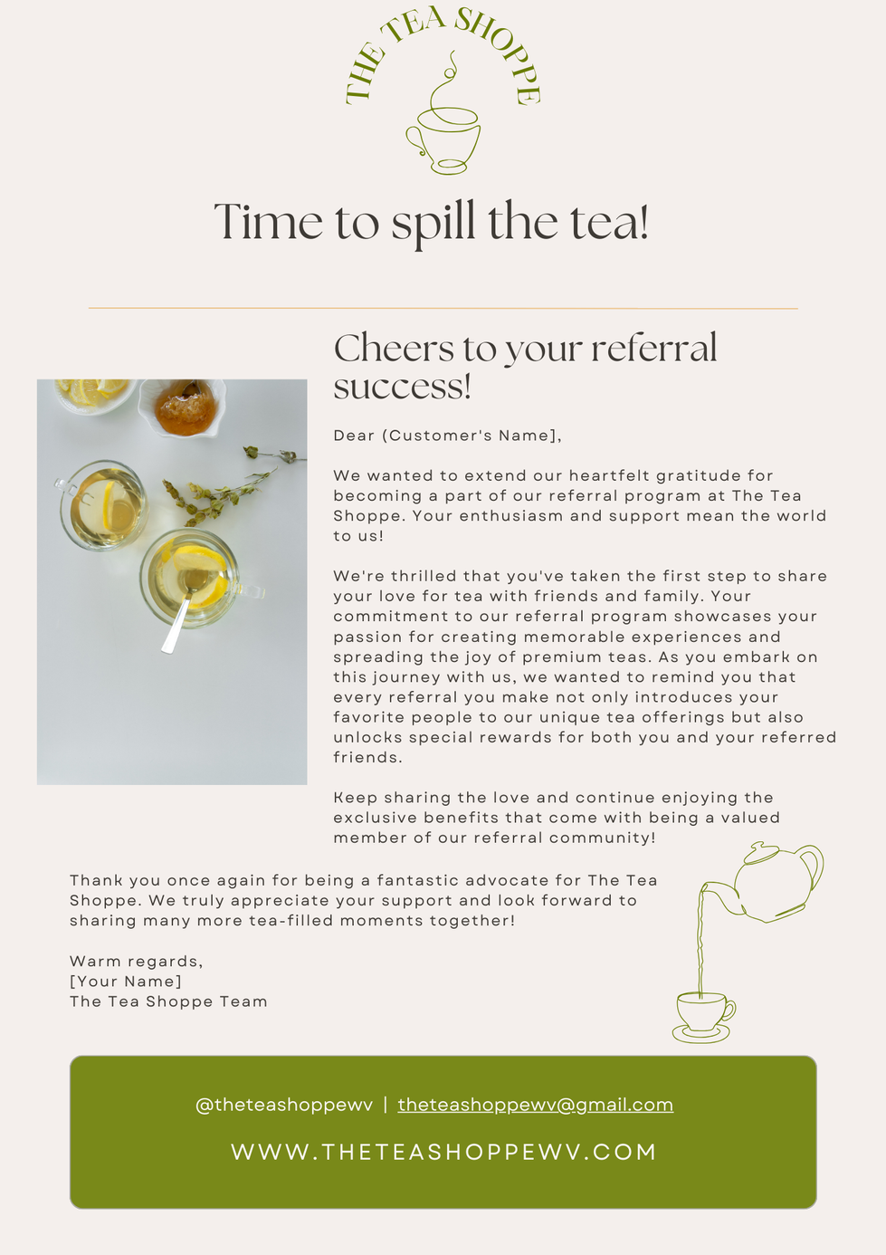 The Tea Shoppe Email Example 3