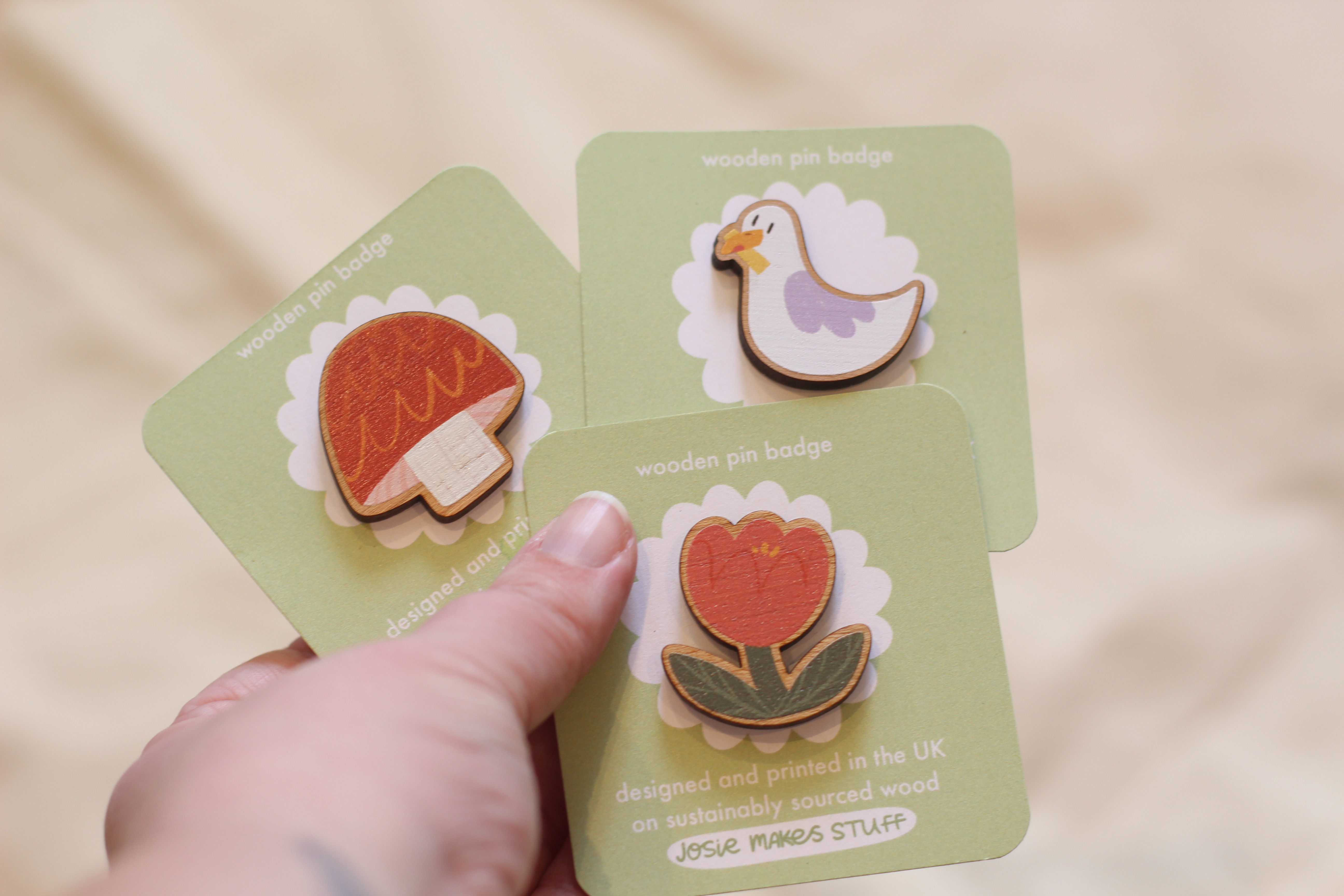 Wooden Pin Badges