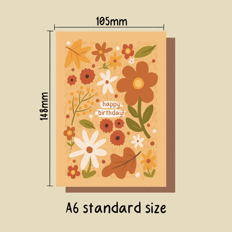 Thumbnail: Autumn birthday blooms - A6 card