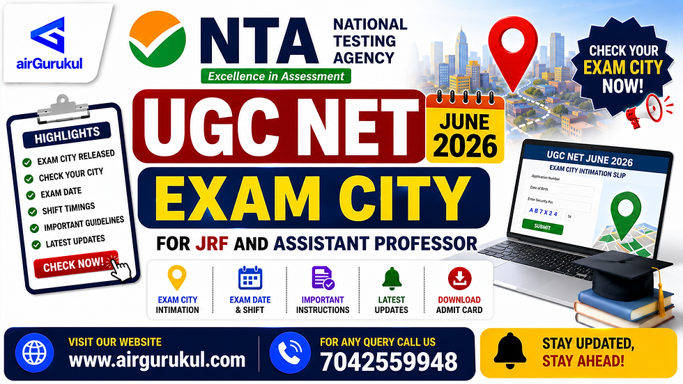 NTA UGC NET June 2026 Exam City details released for JRF and Assistant Professor candidates