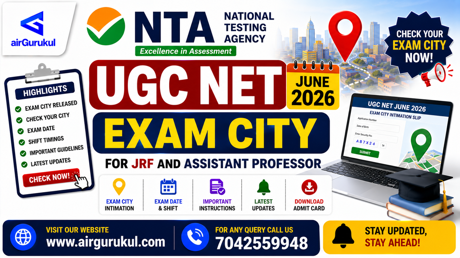 NTA UGC NET June 2026 Exam City details released for JRF and Assistant Professor candidates