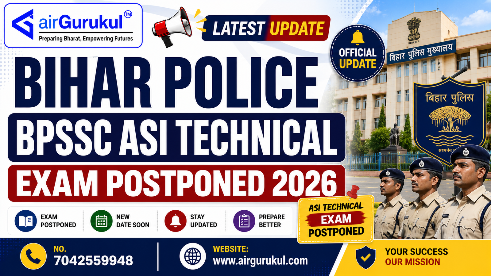 Bihar Police BPSSC ASI Technical Exam Postponed 2026 Latest Update