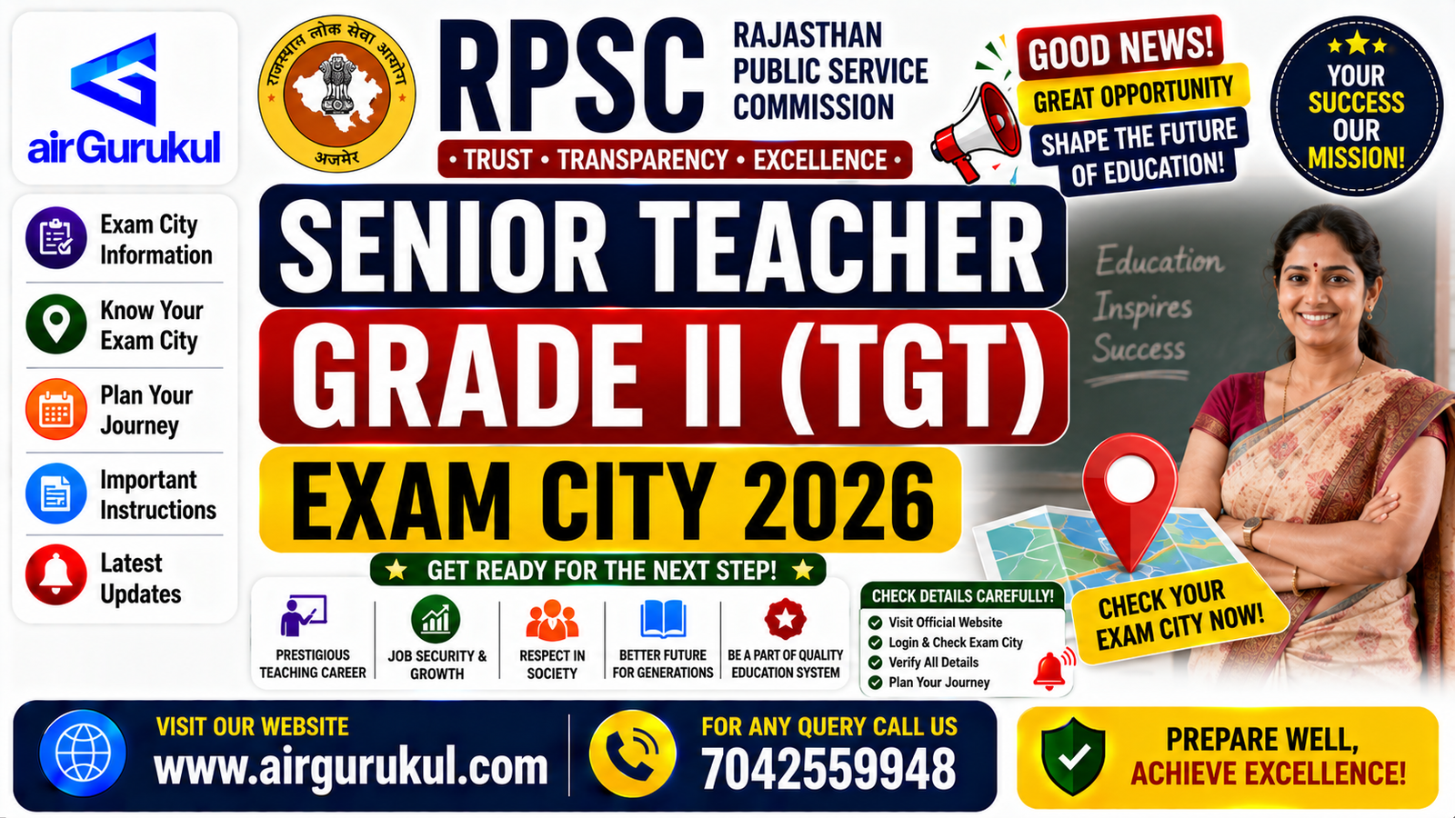 Rajasthan RPSC Senior Teacher Grade II TGT Exam City 2026 notification for 6500 teaching vacancies.