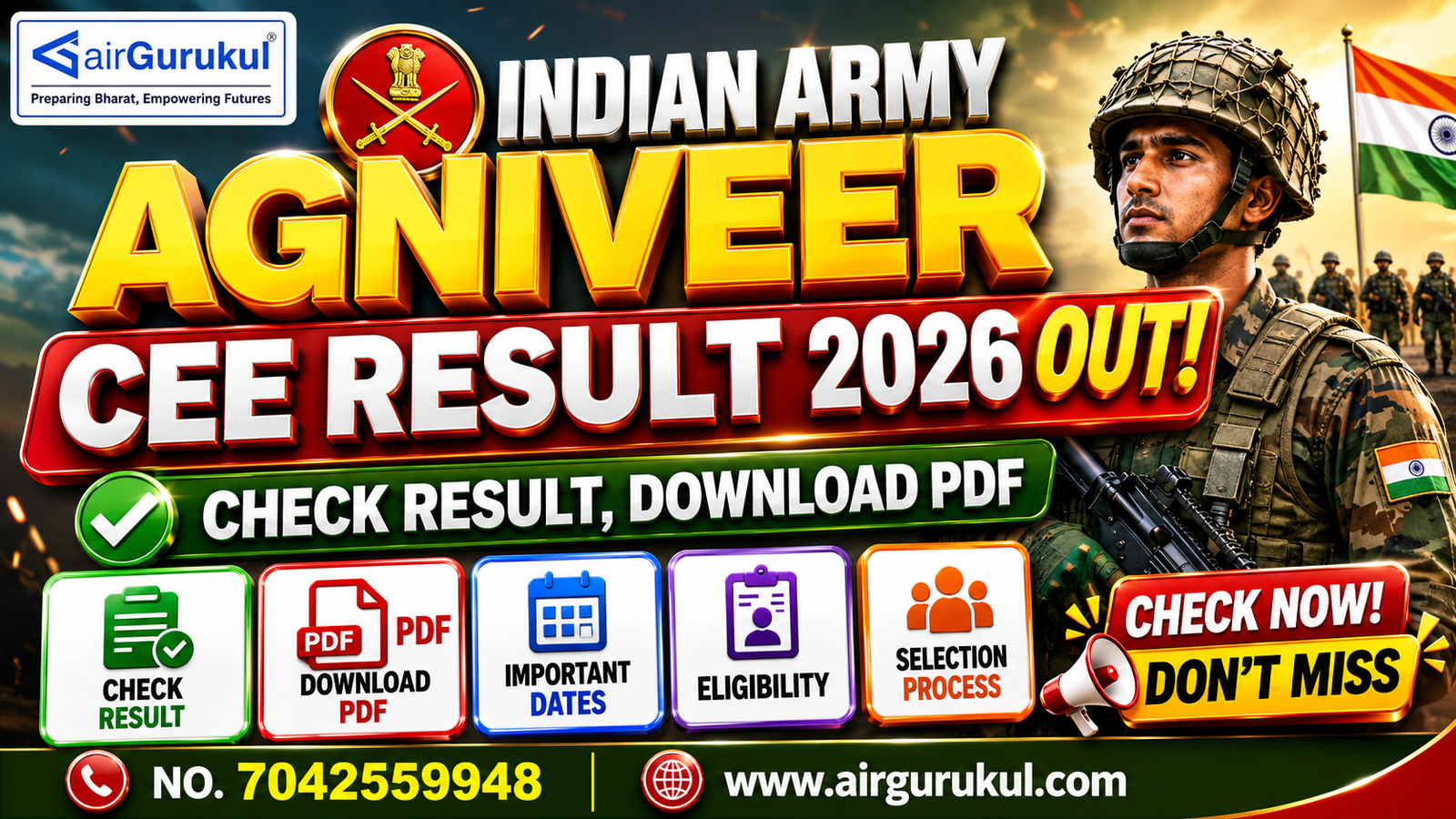 Indian Army Agniveer CEE Result 2026 Download Result PDF Online