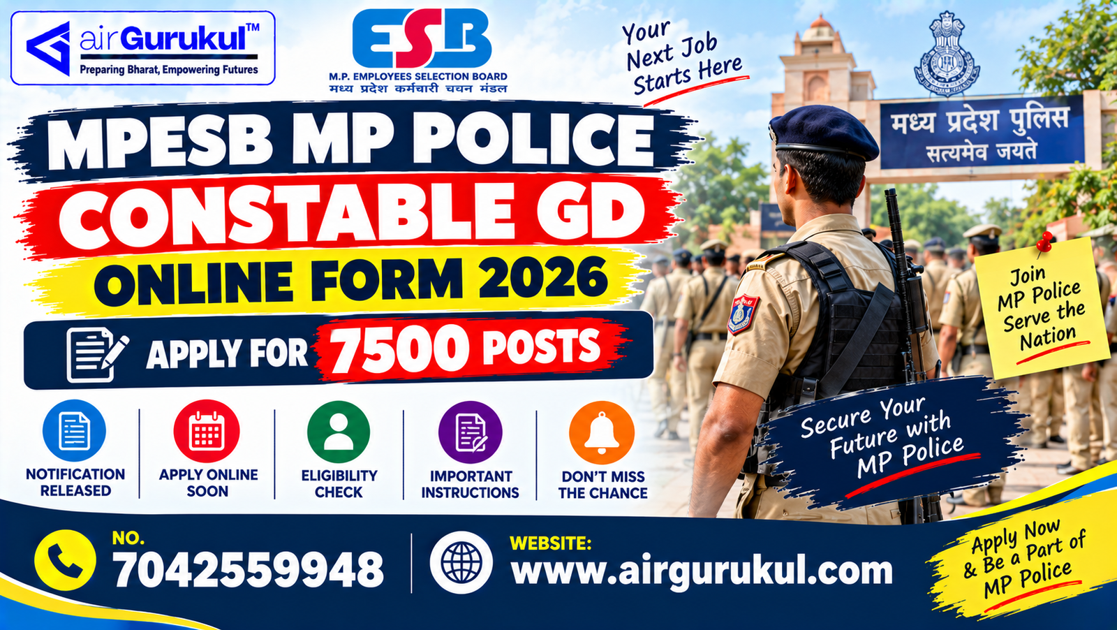 MP Police Constable GD Online Form 2026 for 7500 Posts