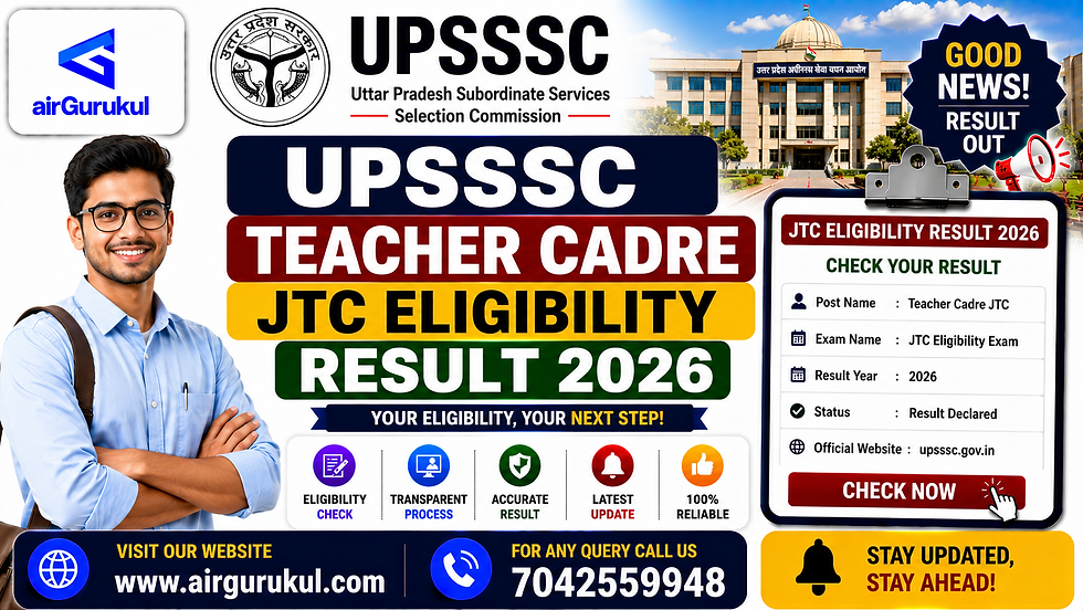 UPSSSC Teacher Cadre JTC Eligibility Result 2026 notification and vacancy details