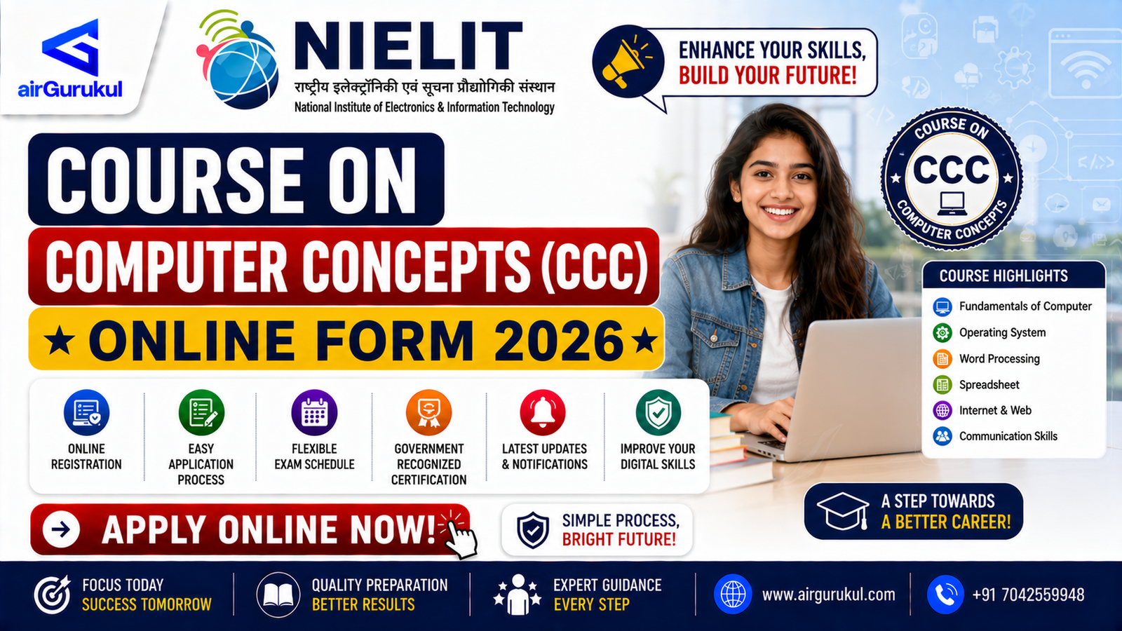 NIELIT CCC online form 2026 computer course details