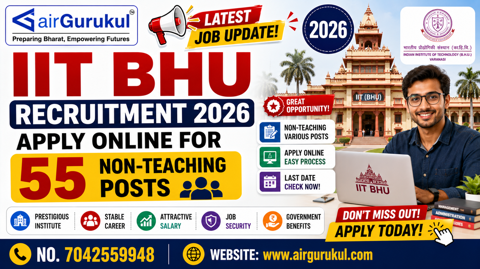 IIT BHU Recruitment 2026 Apply Online for 55 Non-Teaching Posts