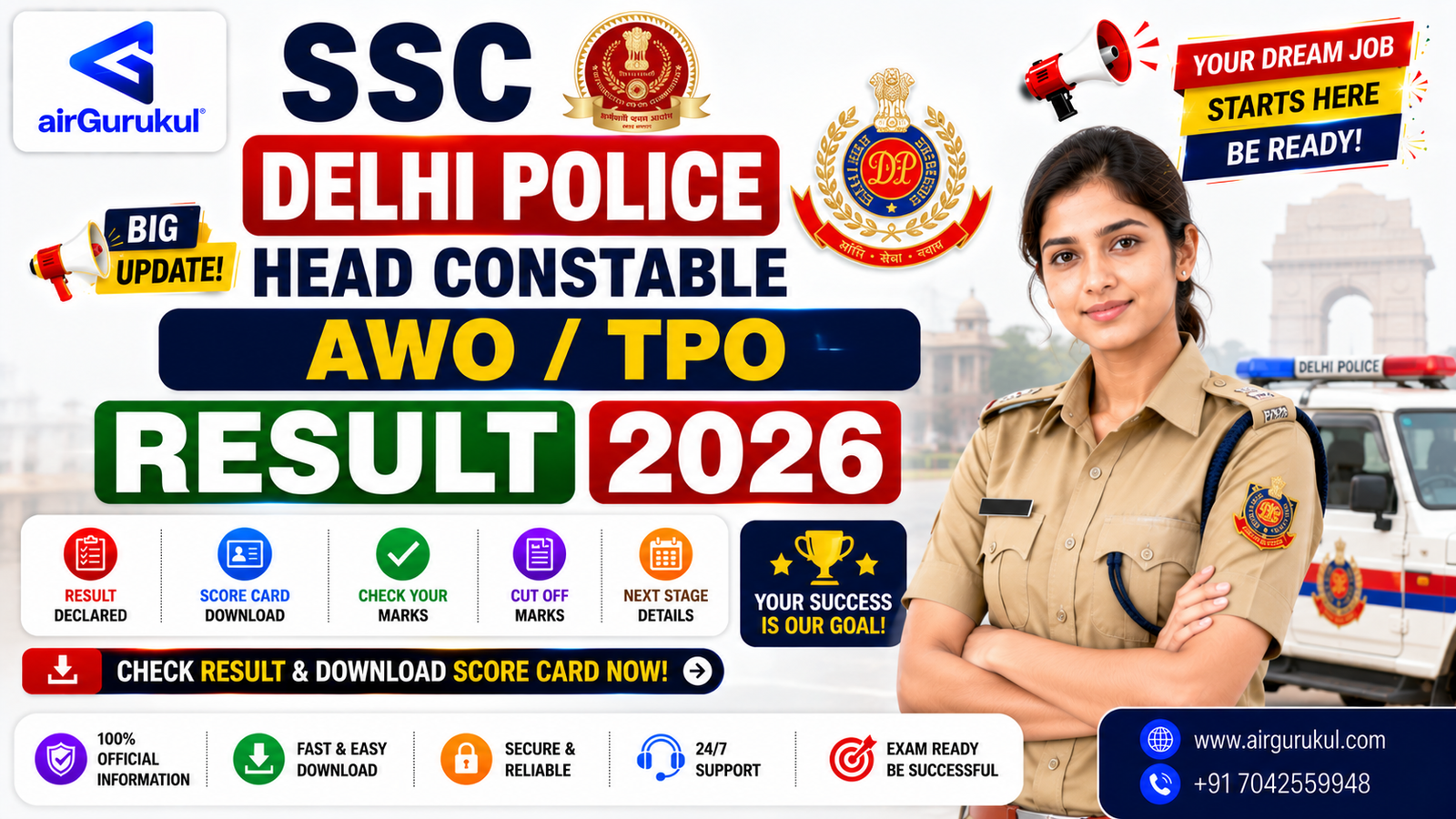 Candidate checking SSC Delhi Police Head Constable AWO TPO Result 2026 online