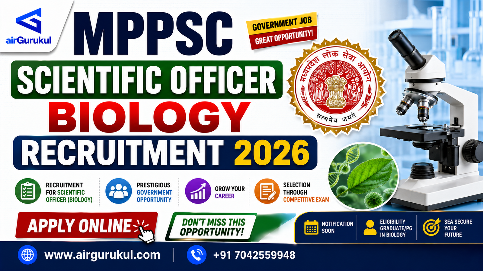 MPPSC Scientific Officer Biology Recruitment 2026
