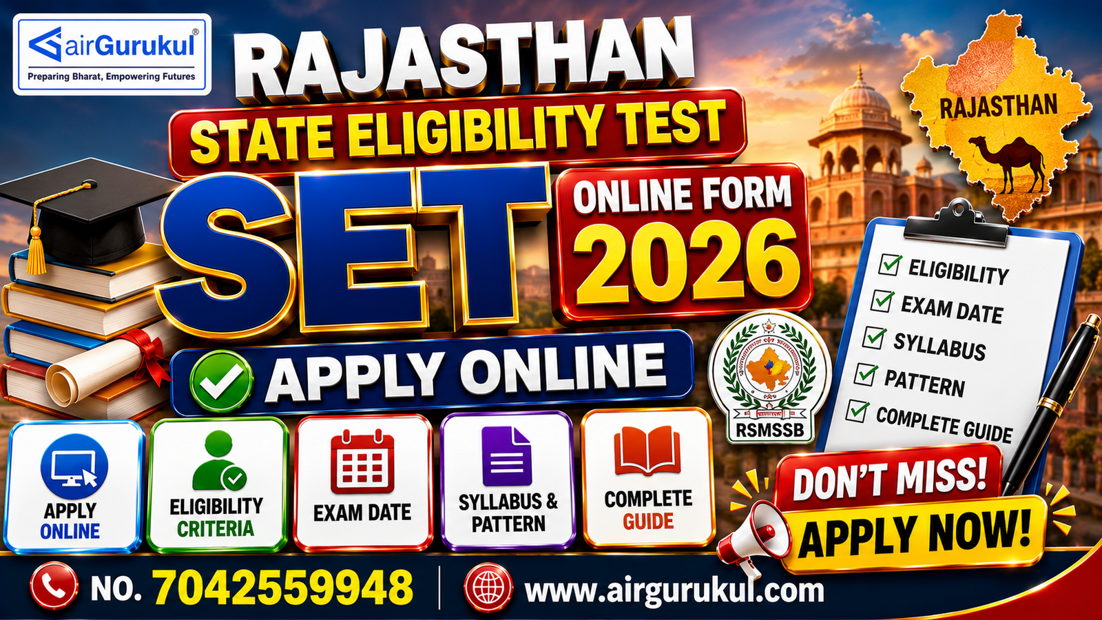Rajasthan State Eligibility Test Online Form 2026 official notification