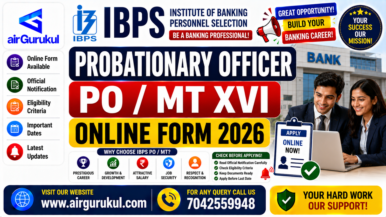 IBPS PO MT XVI Recruitment 2026 notification for 6715 Probationary Officer vacancies.