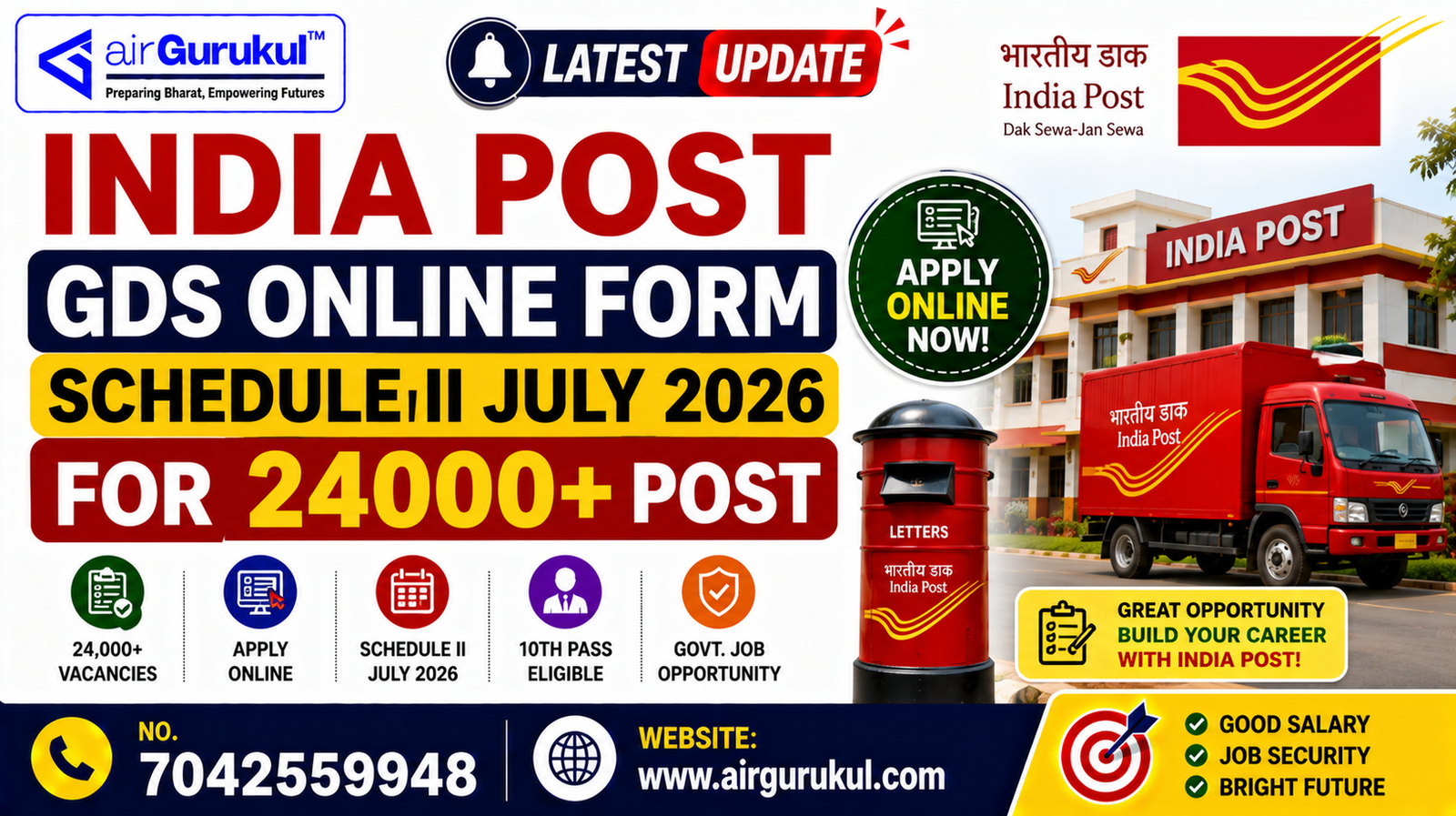 India Post GDS Schedule II July 2026 recruitment notification for 24,000+ Gramin Dak Sevak posts