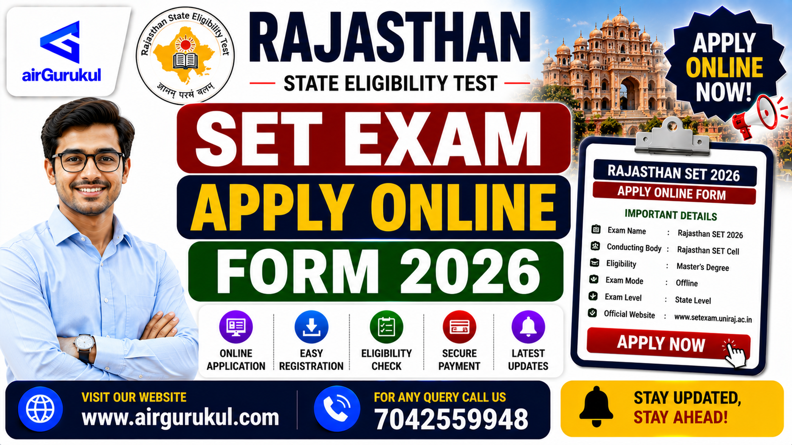 Rajasthan State Eligibility Test SET Apply Online Form 2026 Notification