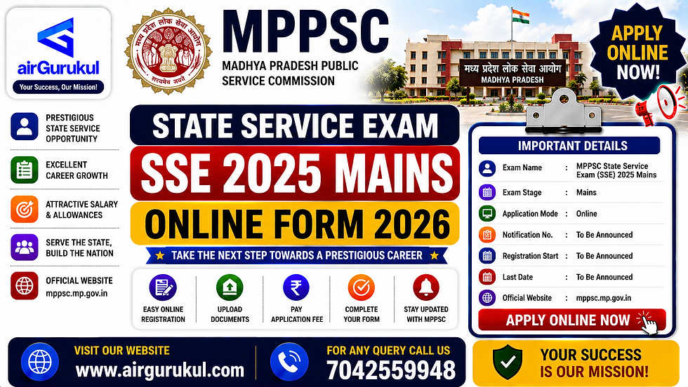 MPPSC State Service Exam SSE 2025 Mains Online Form 2026