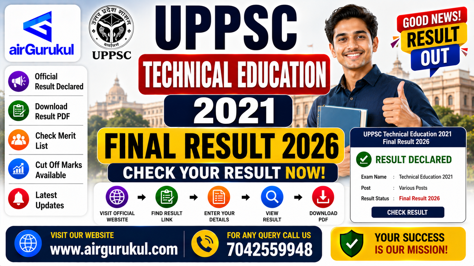 UPPSC Technical Education 2021 Final Result 2026 merit list for lecturer, principal, and librarian posts.
