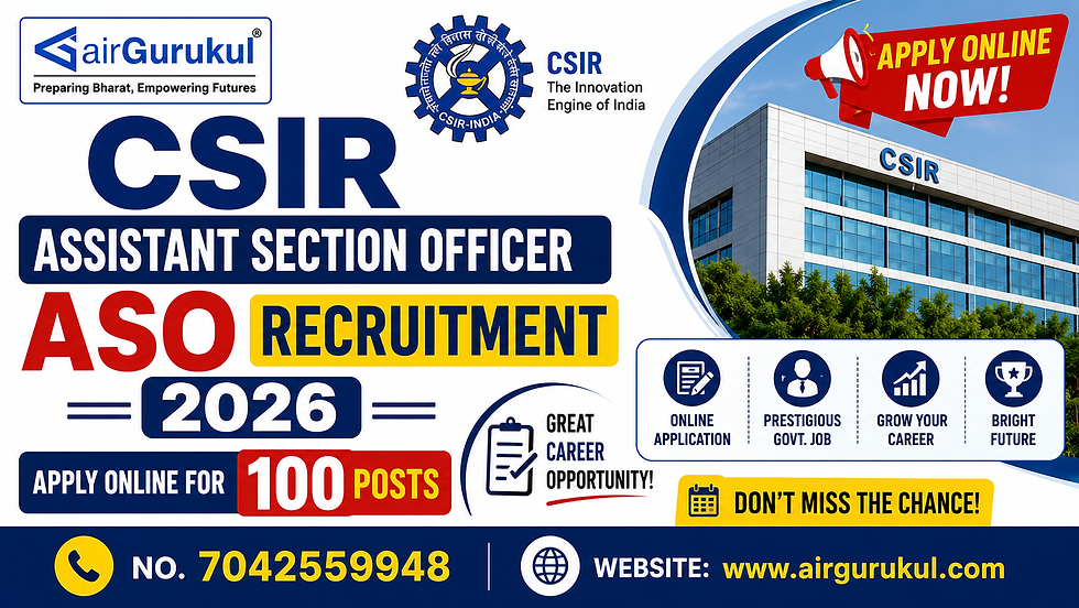 CSIR Assistant Section Officer ASO Recruitment 2026 notification for 100 vacancies with eligibility, dates, and online application details.