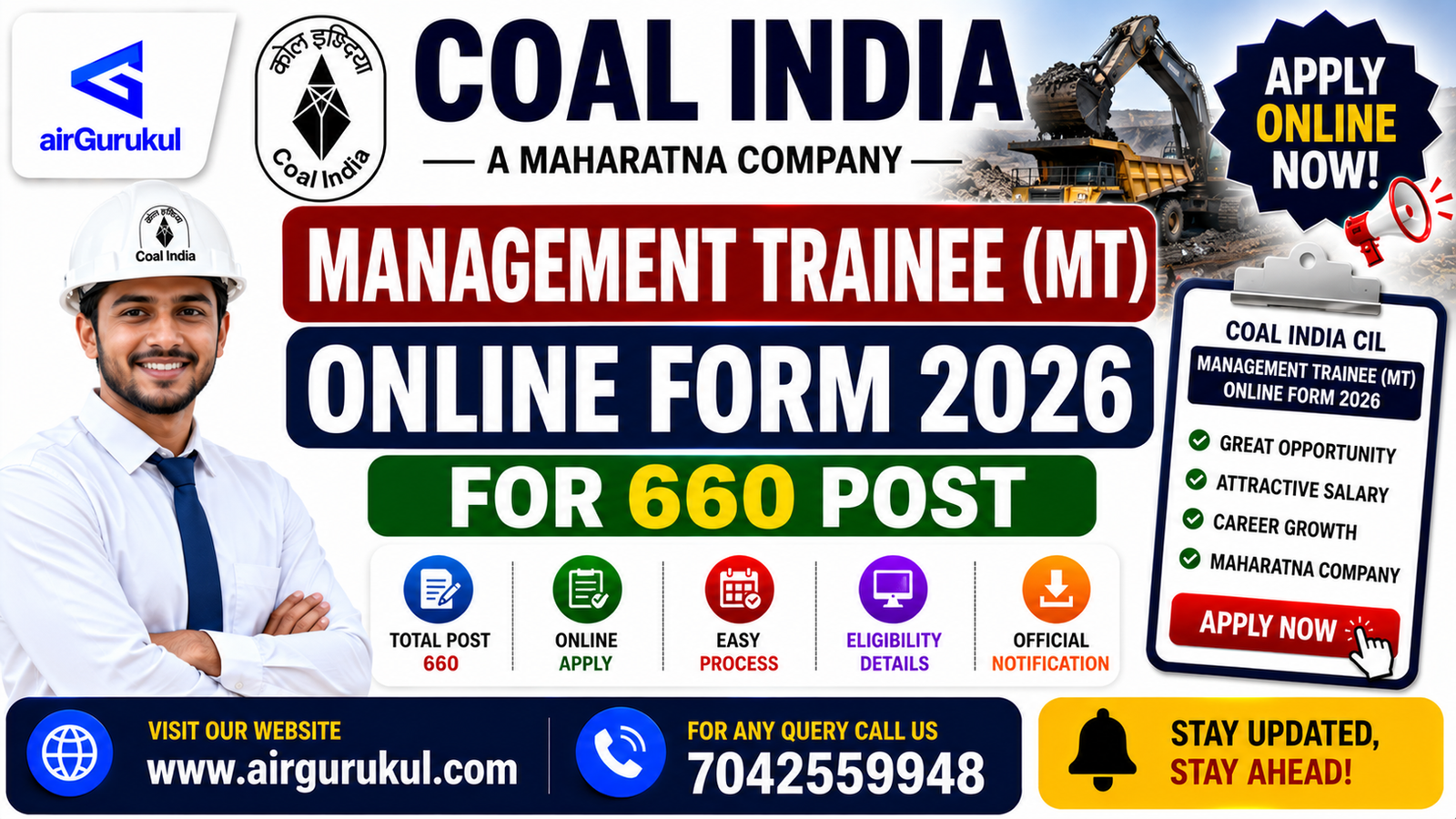 Coal India CIL Management Trainee Recruitment 2026 Vacancy Details and Online Application