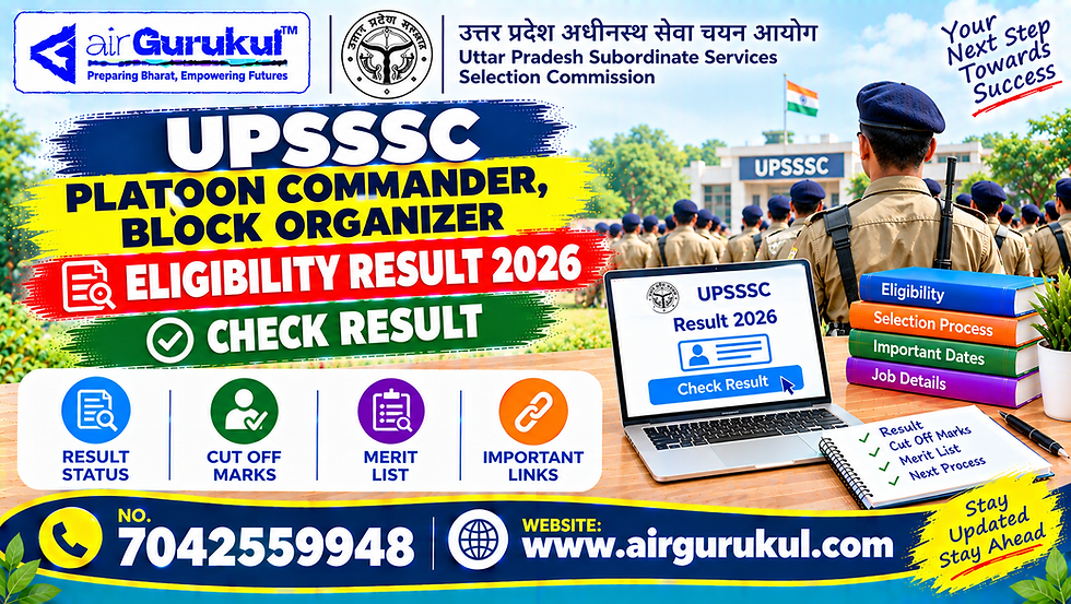 UPSSSC Platoon Commander Block Organizer Eligibility Result 2026 for 295 Posts