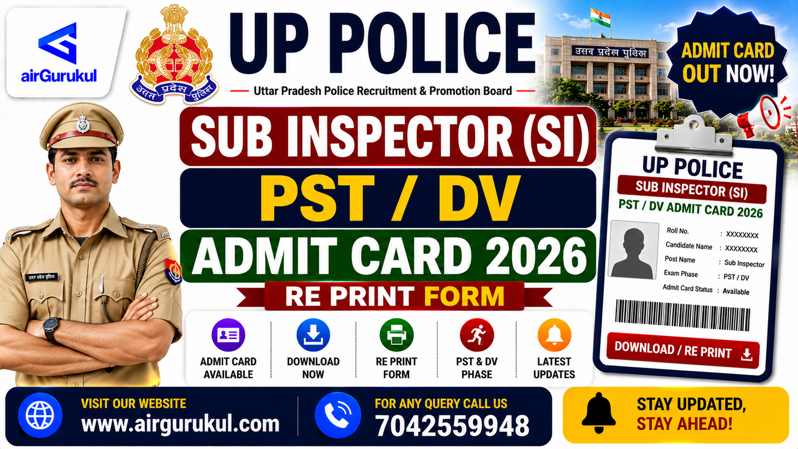 UP Police SI PST DV Admit Card 2026 Download and Recruitment Details