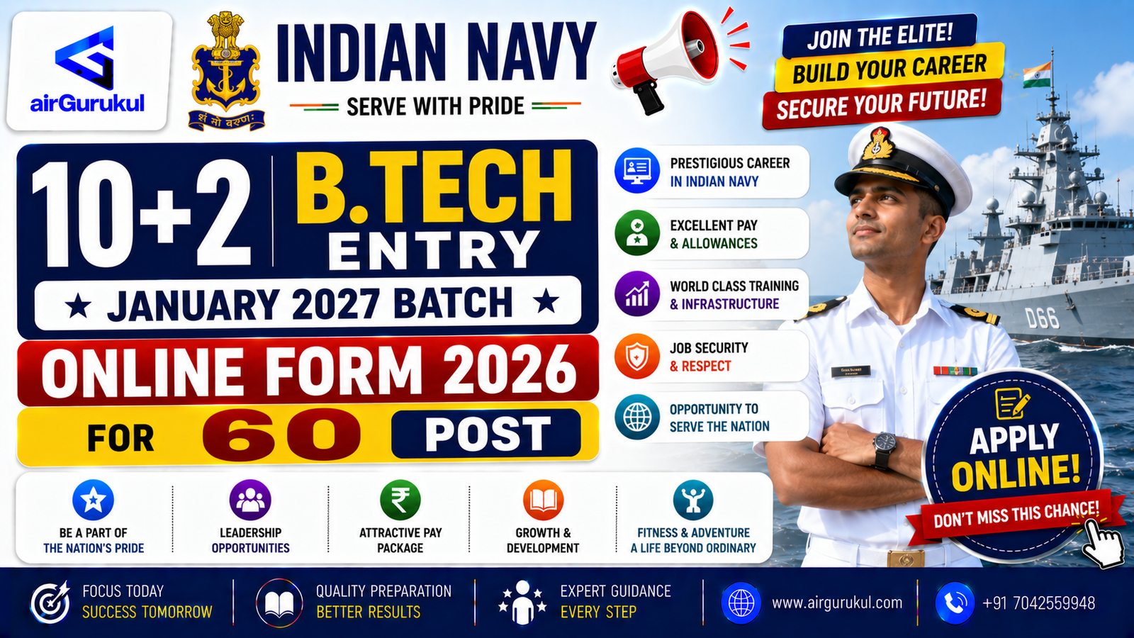 Indian Navy B.Tech Entry January 2027 Batch Recruitment 2026