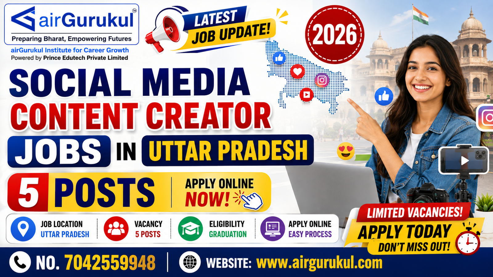 Social Media Content Creator Jobs in Uttar Pradesh 2026 Apply Online for 5 Posts