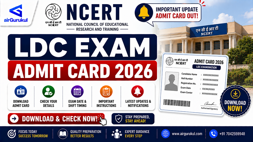 NCERT LDC Admit Card 2026 download and exam details