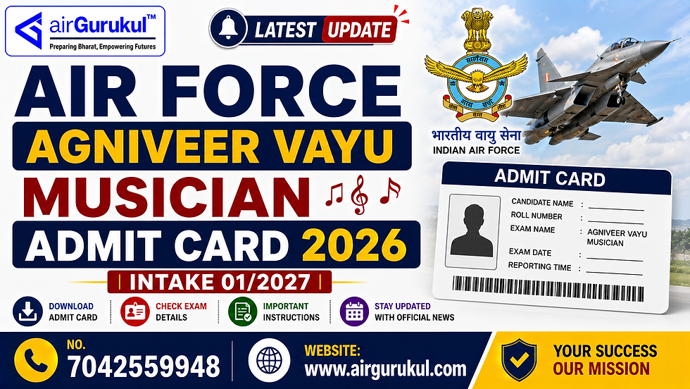 Air Force Agniveer Vayu Musician Admit Card 2026 Intake 01/2027