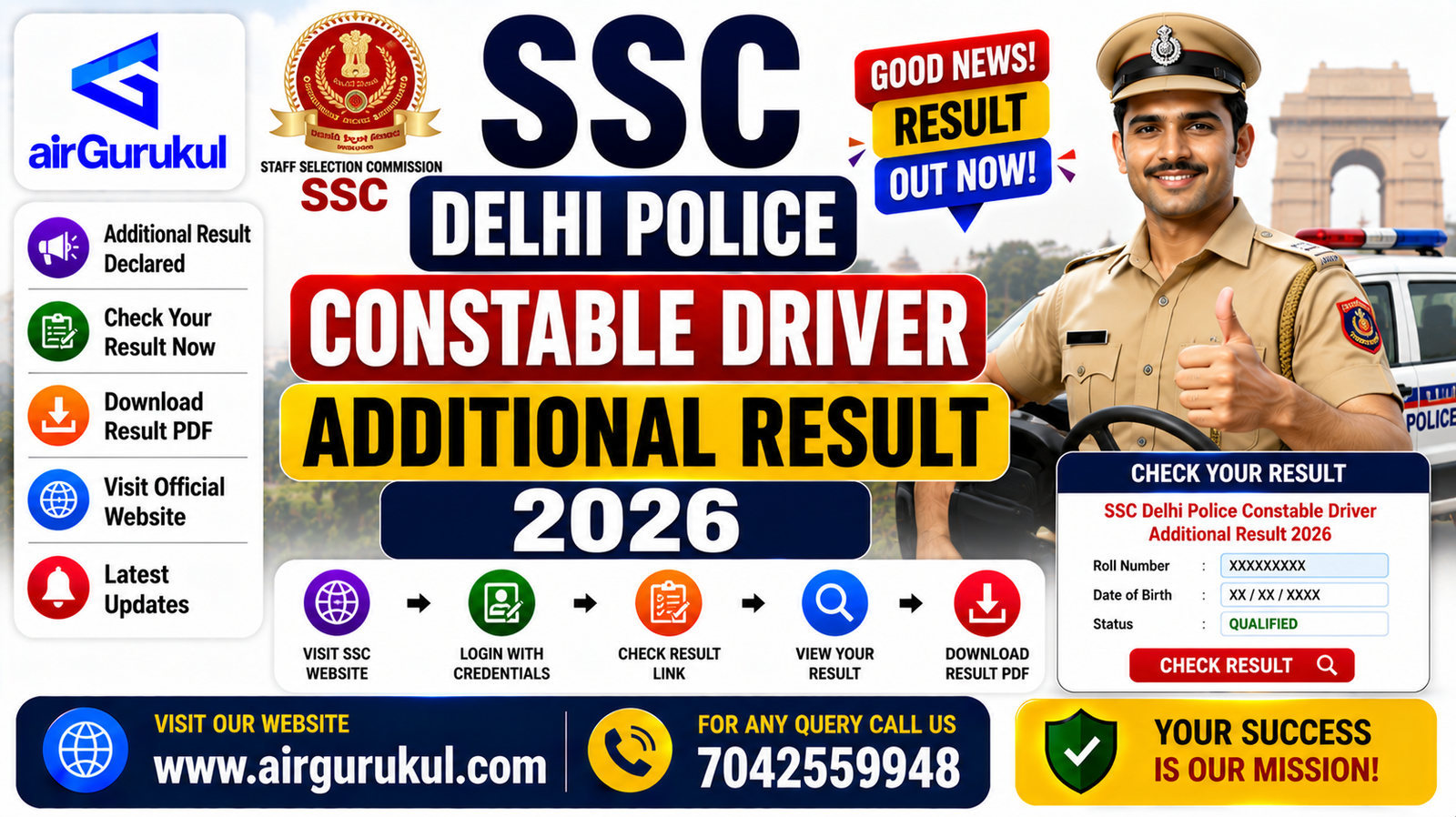 SSC Delhi Police Constable Driver Additional Result 2026 PDF for 737 vacancies.