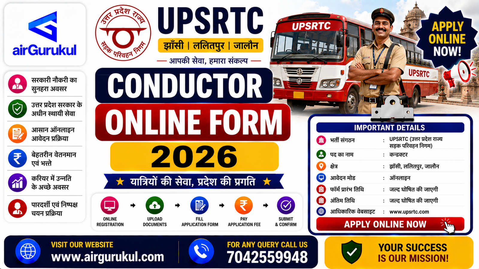 UPSRTC Jhansi Lalitpur Jalaun Conductor Recruitment 2026 notification for 99 bus conductor posts