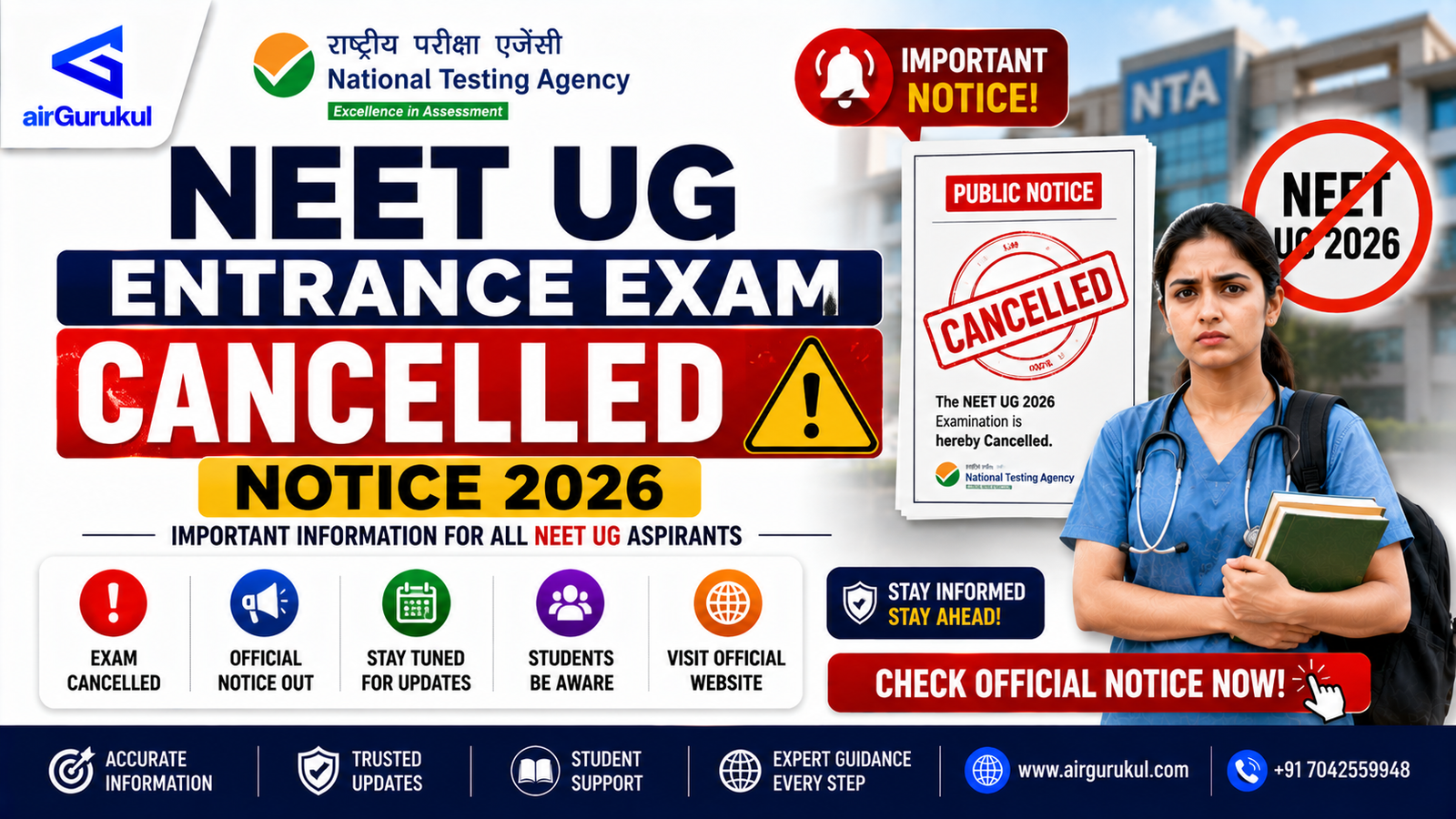 NTA NEET UG 2026 cancelled exam notice and re exam details