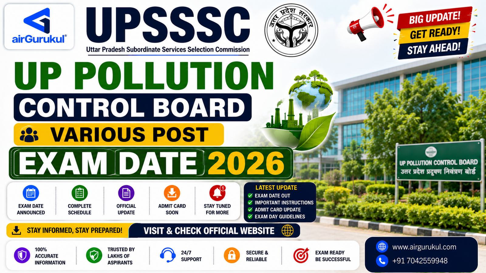 UPSSSC UP Pollution Control Board Various Post Exam Date 2026 Notification