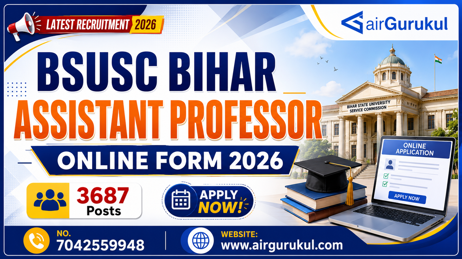 BSUSC Bihar Assistant Professor Recruitment 2026 notification image for 3687 vacancies