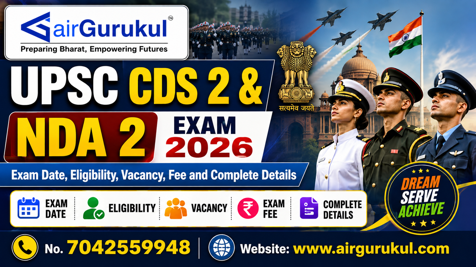 UPSC CDS 2 and NDA 2 Exam 2026 date vacancy eligibility comparison