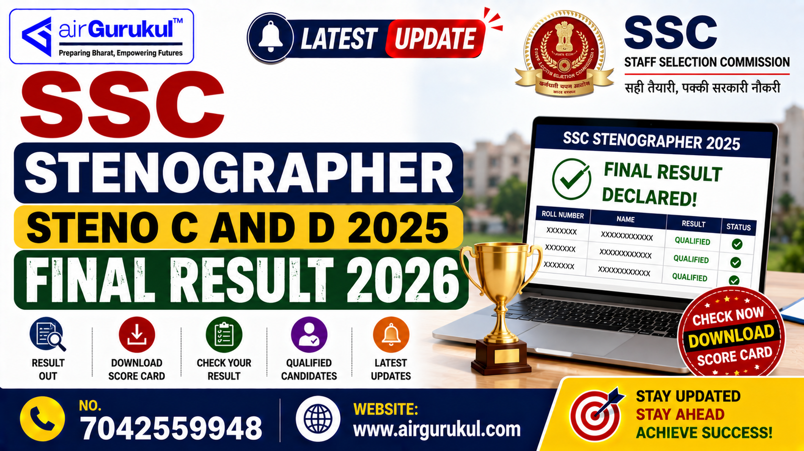 SSC Stenographer Grade C and D Final Result 2026