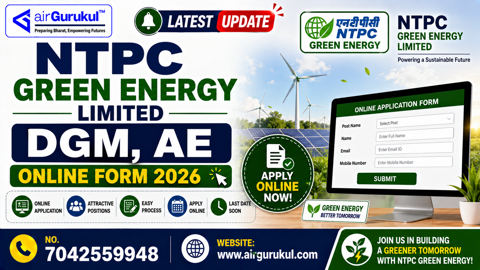 NTPC Green Energy DGM and Assistant Engineer Recruitment 2026 for 114 posts