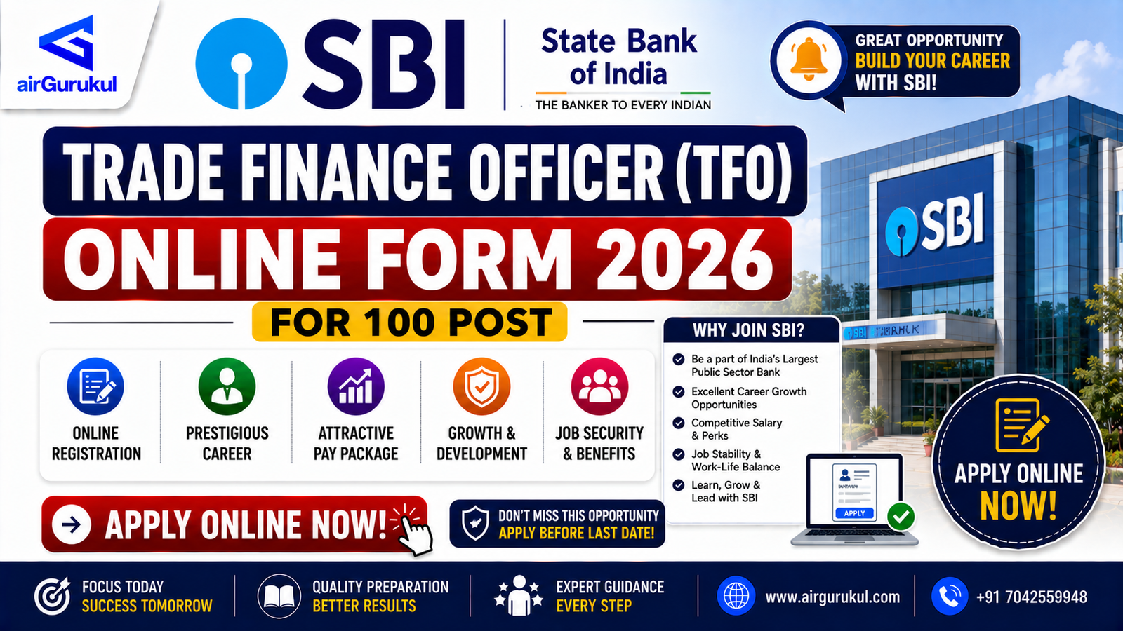 SBI Trade Finance Officer Online Form 2026 details