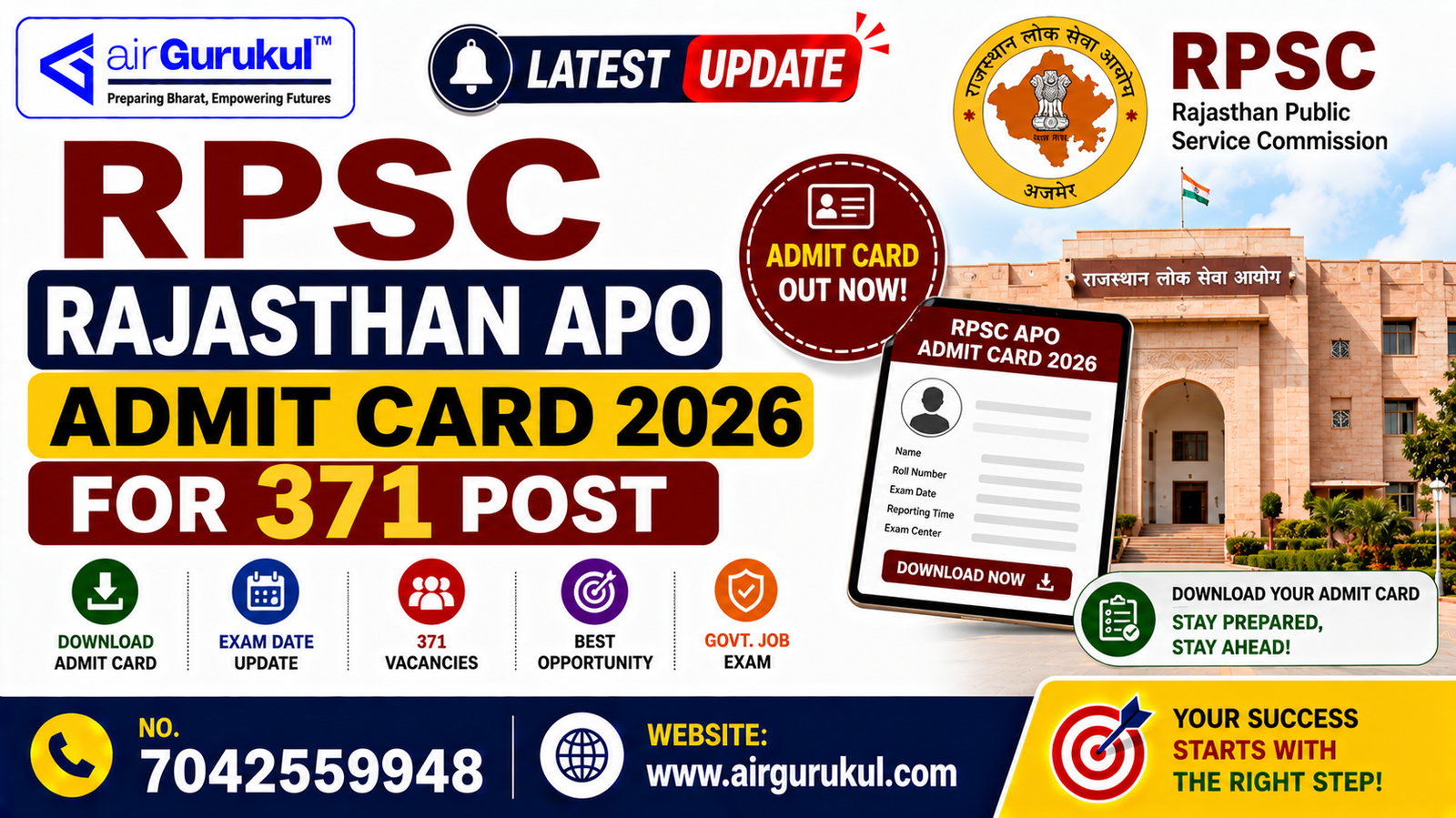 RPSC Rajasthan APO Admit Card 2026 for 371 Assistant Prosecution Officer Posts