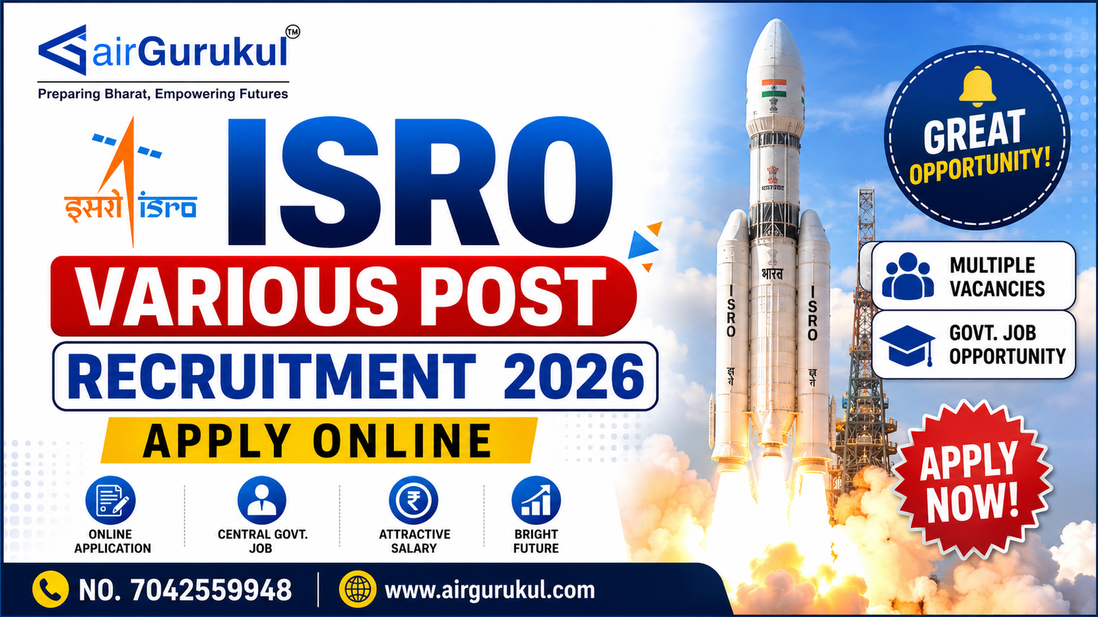 ISRO Recruitment 2026 for Assistant Junior Personal Assistant UDC and Stenographer posts