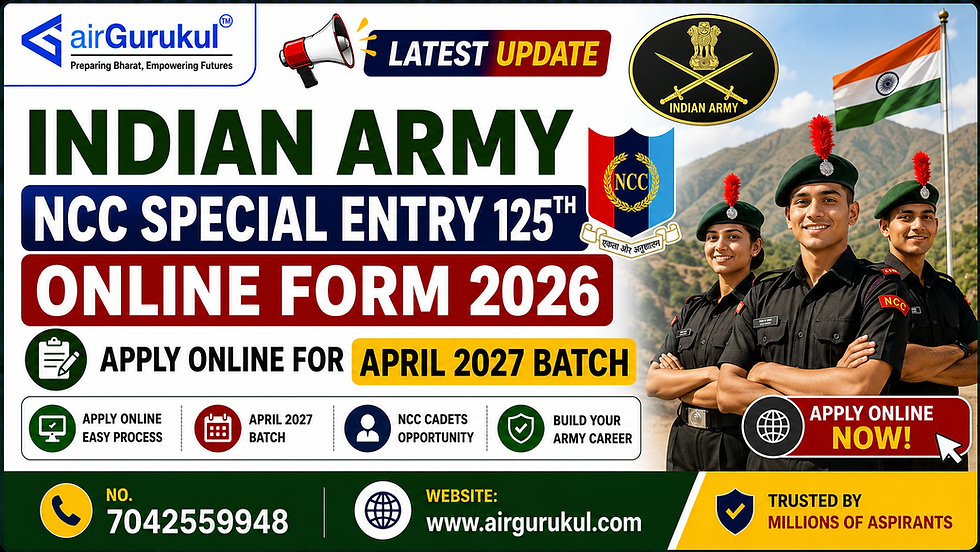 Indian Army NCC Special Entry 125th Online Form 2026 notification for April 2027 Batch.
