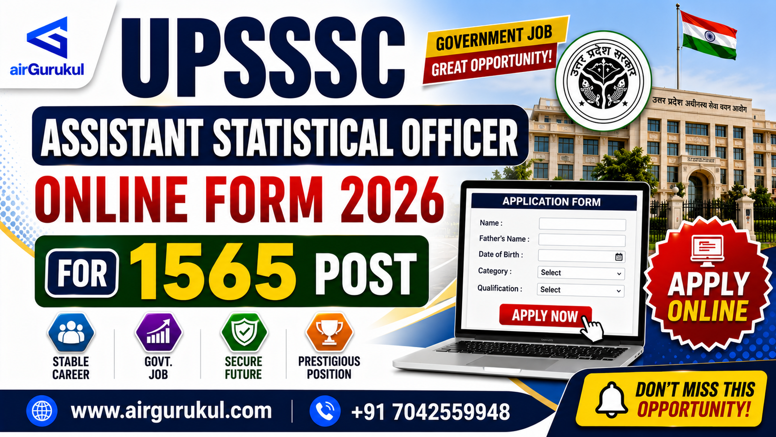 UPSSSC Assistant Statistical Officer Online Form 2026