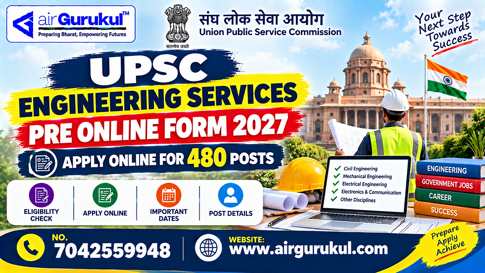 UPSC Engineering Services Pre Online Form 2027 for 480 engineering posts